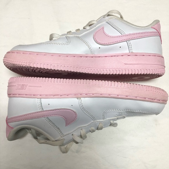Nike Air Force 1 Low White and Pink Sneakers.Size Y2 Youth Pre Owned Excellent - Picture 10 of 11